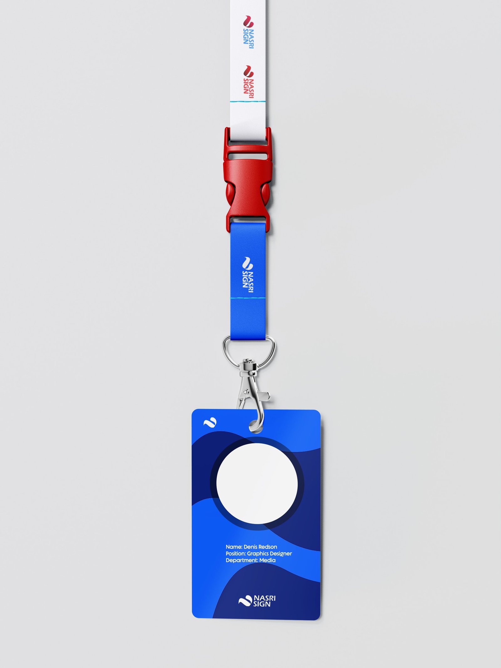 NASRI SIGN lanyard and ID mockup